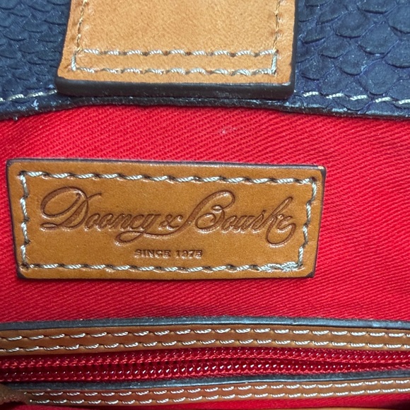 Dooney & Bourke Blue Cara Leather Tote | Python-Texture Shoulder Bag - Picture 8 of 16